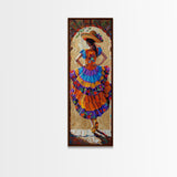 Jalisco Mexican Dancer Textured Oil Painting Printed and Framed on Canvas, Vertical Narrow Art Print, Mexican Inspired Home Decor