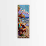 Coastal Printed Canvas Art, Beach Wall Art Framed, Contemporary Narrow Wall Art Print, New House Gift for Her, Surf Wall Art for Beach House