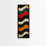 Wavy Retro Pattern in Earth Tones - Framed Canvas Print, Midcentury Modern Art, Boho Art, Skinny Art, Tall Art, Living Room Wall Decor, Minimalist Art