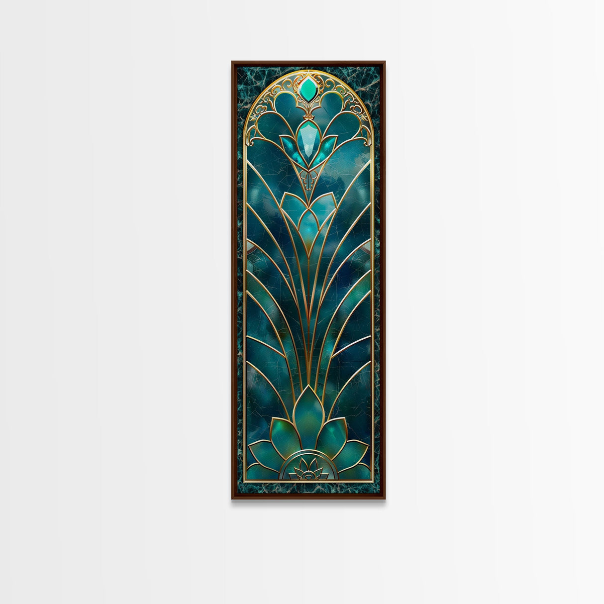 Art Deco Stained Glass Print, Framed Canvas, Wood Frame Wall Art, Retro Style Decor, Roaring 20s Inspired Wall Art