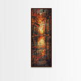 Fall Forest Reflected in The Lake, Framed Canvas Print, Whimsical Home Decor, Unique Wall Art Gift Idea For Housewarming