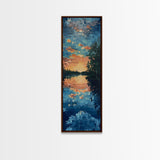 Reflective Sunset Over Calm Waters, Minimalist Farmhouse Art For Rustic Decor, Boho Style Wall Art In Tall Canvas Print