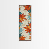 Japanese Autumn Leaves Canvas Print In Ukiyo-e Style, Traditional Woodblock Art, Framed Canvas Print, Tall Skinny Japanese Wall Art, Ready To Hang