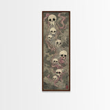 Hauntingly Beautiful Floating Skulls on Tall Vertical Canvas Print Featuring Japanese Ghostly Art in Eerie Style