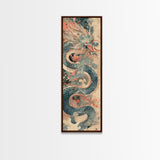 Mythical Japanese Dragon in Swirling Clouds – Skinny Art on Framed Canvas Print
