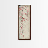 Cherry Blossoms, Full Bloom, Japanese Art, Skinny Art, Tall Art, Framed Canvas Print, Ukiyo-e Style