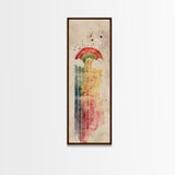 Vintage-Inspired Rainbow Waterfall Ukiyo-e Art Skinny Framed Canvas Print in Neutral Tones