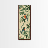 Skinny Art Tall Art Framed Canvas Print Birds Amongst Dense Greenery And Red Flowers Ukiyo-e Japanese Style Art Wood Block Print