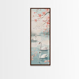 Swirling Butterflies in Japanese Style Tall Skinny Framed Canvas Print - Ukiyo-e Wall Art