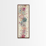 Skinny Art Tall Art Floral Burst Wood Block Print Japanese Style Art Vivid Explosions Of Colors Framed Canvas Print