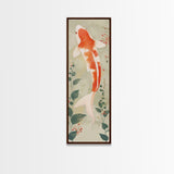 Koi Fish Swimming Gracefully Among Greenery Tall Art Ukiyo-e Art Framed Canvas Print