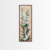 Elegant White Flowers On Tall Stems With Soft Background For Modern Wall Art Decor Ukiyo-e Japanese Style Art Framed Canvas Print
