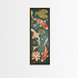 Graceful Koi Fish Swimming Among Lotus Flowers For Zen-Inspired Wall Art Japanese Style Framed Canvas Print