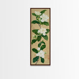 Magnolia Flowers On A Branch - Skinny Art Tall Art Framed Canvas Print Japanese Style Art Ukiyo-e Art