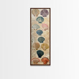 Colorful Shells On Textured Background Skinny Art Wood Block Print Japanese Style Art Framed Canvas Print Tall Art Ukiyo-e Art