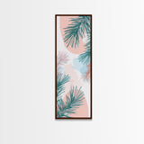 Elegant Pine Branches on Soft Pastel Background - Skinny Art, Japanese Wall Decor, Framed Canvas Print, Ukiyo-e Style