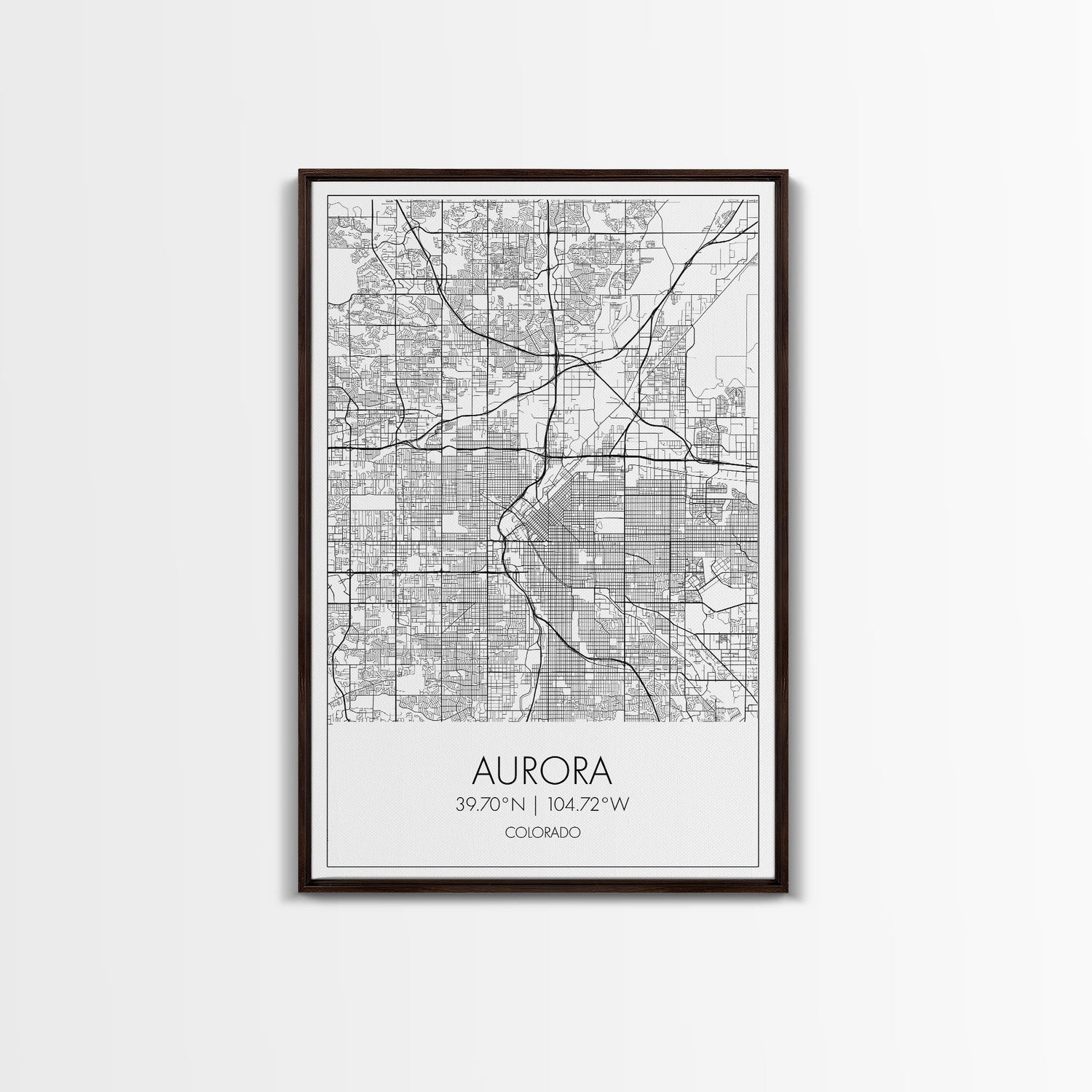 Aurora Street Map, Colorado Map, City Map Print, Travel Lover Gift, Above Bed Art, Minimalist Art, Wall Art, Canvas Print, Canvas Wall Art