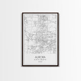 Aurora Street Map, Illinois Map, City Map Wall Art, Daughter Gift, Travel Map, Minimalist Art, Wall Art, Canvas Print, Canvas Wall Art
