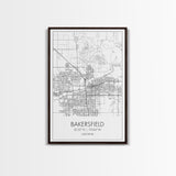 Bakersfield Street Map, California Map, City Wall Art, Home Wall Décor, Wife Gift, Minimalist Art, Wall Art, Canvas Print, Canvas Wall Art