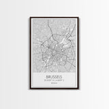Brussels Street Map, Belgium Map, City Map Art, Modern Art, Wall Art, Canvas Print, Canvas Wall Art, Birthday Gift, Living Room Décor