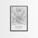 Bucharest Street Map, Romania Map, City Map Art, Modern Art, Wall Art, Canvas Print, Canvas Wall Art, Adventure Wall Art, Vacation Gift