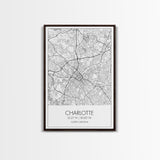 Charlotte Street Map, North Carolina Map, City Map Art, Modern Art, Wall Art, Canvas Print, Canvas Wall Art, Travel Wall Art, Gift For Mom