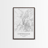 Chattanooga Street Map, Tennessee Map, City Map Art, Modern Art, Wall Art, Canvas Print, Canvas Wall Art, Office Wall Art, Travelling Gifts
