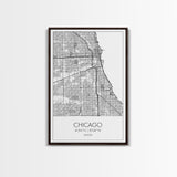 Chicago Street Map, Illinois Map, City Map Art, Modern Art, Wall Art, Canvas Print, Canvas Wall Art, Travel Wall Décor, Unique Wall Art