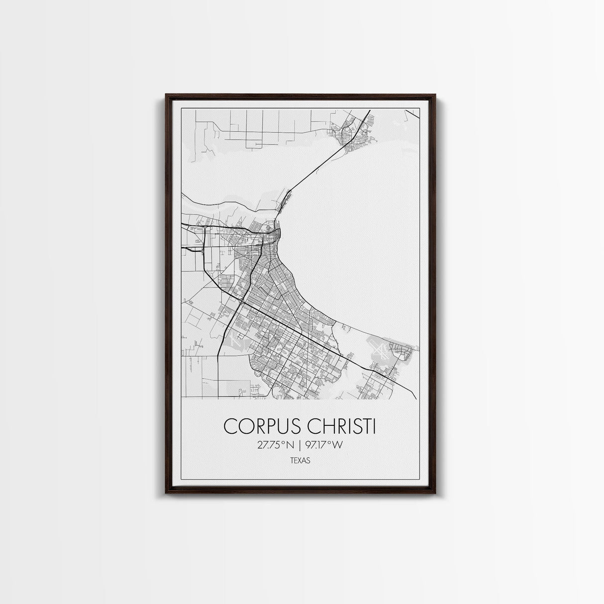 Corpus Christi Street Map, Texas Map, City Map Art, Minimalist Art, Wall Art, Canvas Print, Travel Wall Décor, Gift For Dad, Office Décor