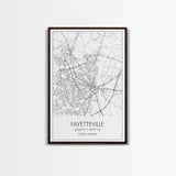 Fayetteville Street Map, North Carolina Map, City Map Art, Minimalist Art, Wall Art, Canvas Print, Travel Wall Print, Wanderlust Gift
