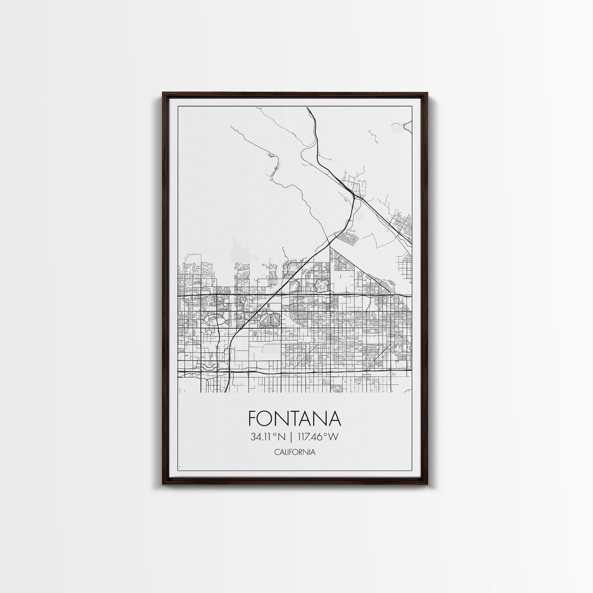 Fontana Street Map, California Map, City Map Art, Minimalist Art, Wall Art, Canvas Print, Unique Wall Art, Travel Décor, Travel Gift For Men