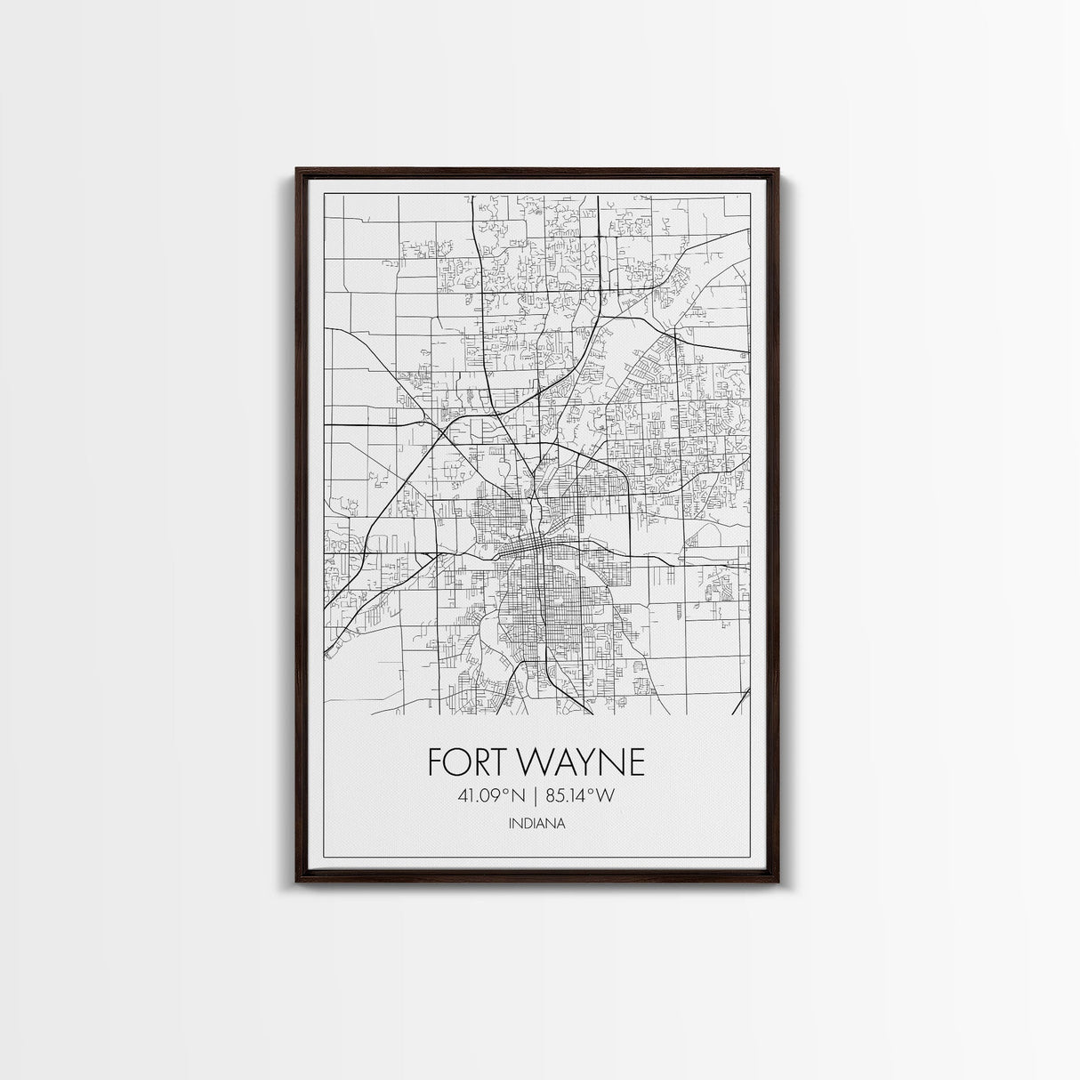 Fort Wayne Street Map, Indiana Map, City Map Art, Minimalist Art, Wall Art, Canvas Print, Office Wall Décor, Gifts For Him, Travel Print