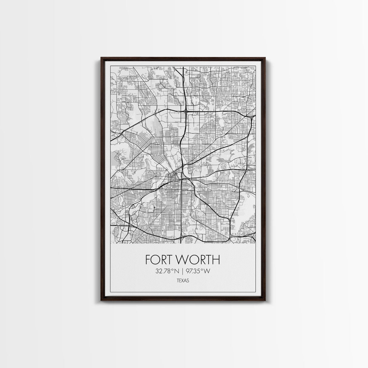 Fort Worth Street Map, Texas Map, City Map Art, Minimalist Art, Wall Art, Canvas Print, Travel Wall Art, Gifts For Women, Man Cave Décor