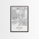 Glendale Street Map, Arizona Map, City Map Art, Minimalist Art, Wall Art, Canvas Print, Black And White Map, Above Bed Art, Wanderlust Gift