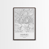 Hamburg Street Map, Germany Map, City Map Art, Minimalist Art, Wall Art, Canvas Print, Travel Wall Print, Gift For Traveler, Unique Art