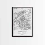 Islamabad Street Map, Pakistan Map, City Map Art, Minimalist Art, Wall Art, Canvas Print, Travel Lover Gift, Living Room Art, Travel Prints