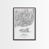 Lisbon Street Map, Portugal Map, City Map Art, Modern Wall Art, Wall Art, Canvas Print, Travel Décor, Above Bed Art, Gift For Couples