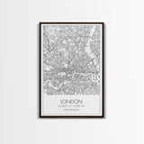 London Street Map, United Kingdom Map, City Map Art, Modern Wall Art, Wall Art, Canvas Print, Travel Art, Home Wall Décor, Bon Voyage Gift