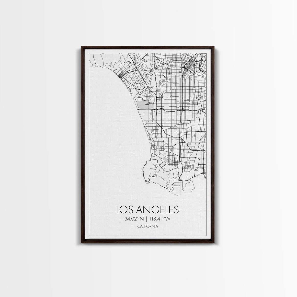 Los Angeles Street Map, California Map, City Map Art, Modern Art, Wall Art, Canvas Print, Travel Wall Print, Wedding Gift, Bedroom Décor