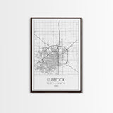 Lubbock Street Map, Texas Map, City Map Art, Modern Art, Wall Art, Canvas Print, Travel Print, Farmhouse Wall Décor, Boyfriend Gift