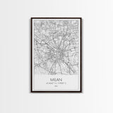 Milan Street Map, Italy Map, City Map Art, Modern Art, Wall Art, Canvas Print, Travel Print, Living Room Wall Art, Gift For Traveler
