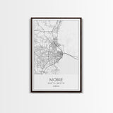 Mobile Street Map, Alabama Map, City Map Art, Modern Art, Wall Art, Canvas Print, Farmhouse Bedroom Art, Mother In Law Gift, Travel Art