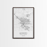 Modesto Street Map, California Map, City Map Art, Modern Art, Wall Art, Canvas Print, Home Décor Wall Art, Friendship Gift, Travel Wall Art