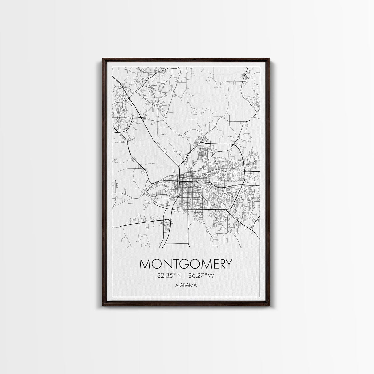 Montgomery Street Map, Alabama Map, City Map Art, Modern Art, Wall Art, Canvas Print, Bedroom Print, Family Gift, Travel Wall Décor