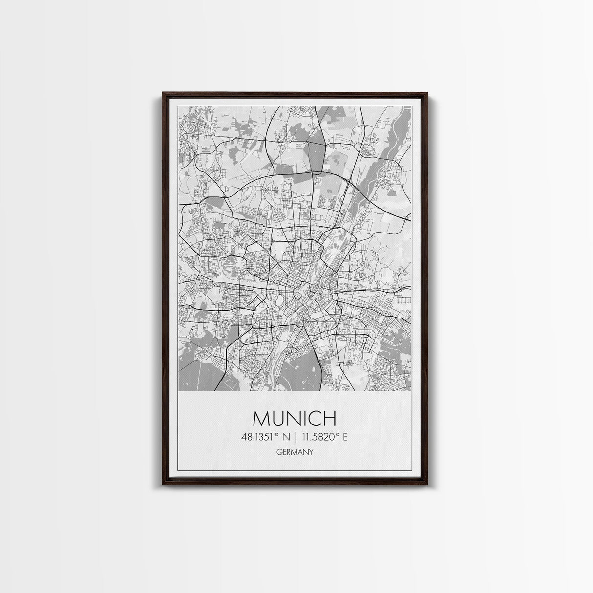 Munich Street Map, Germany Map, Europe City Map Art, Modern Art, Wall Art, Canvas Print, Dorm Wall Décor, Holiday Gift, Travel Wall Print