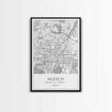 Munich Street Map, Germany Map, Europe City Map Art, Modern Art, Wall Art, Canvas Print, Dorm Wall Décor, Holiday Gift, Travel Wall Print