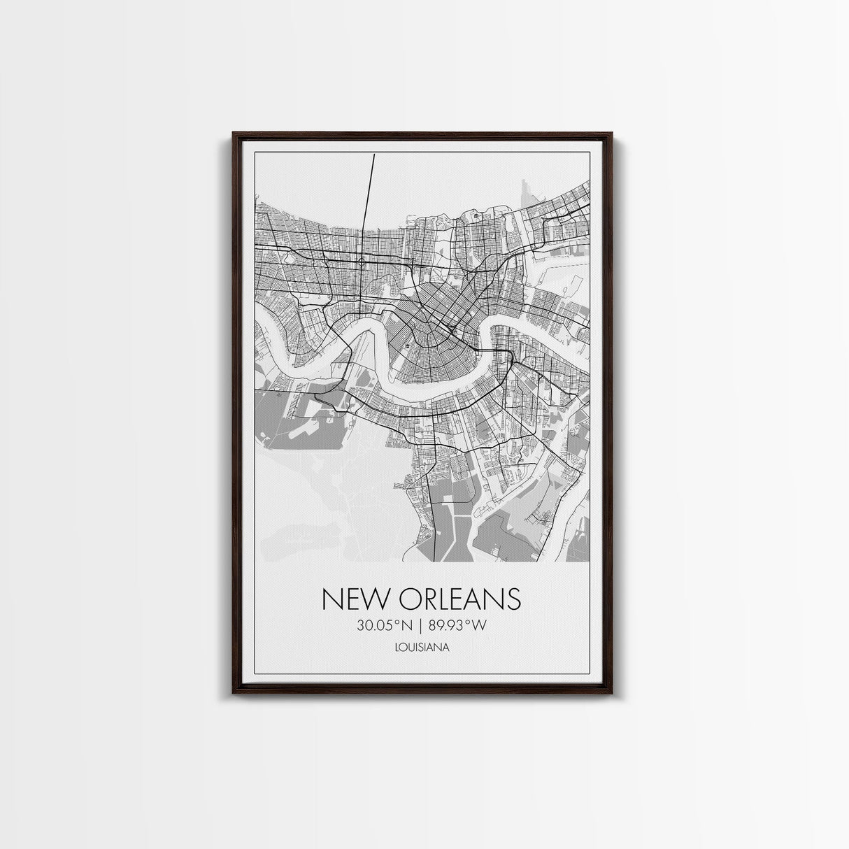 New Orleans Street Map, Louisiana Map, City Map Art, Modern Art, Wall Art, Canvas Print, Above Bed Art, Gift For Travelers, Travel Wall Art