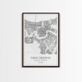 New Orleans Street Map, Louisiana Map, City Map Art, Modern Art, Wall Art, Canvas Print, Above Bed Art, Gift For Travelers, Travel Wall Art