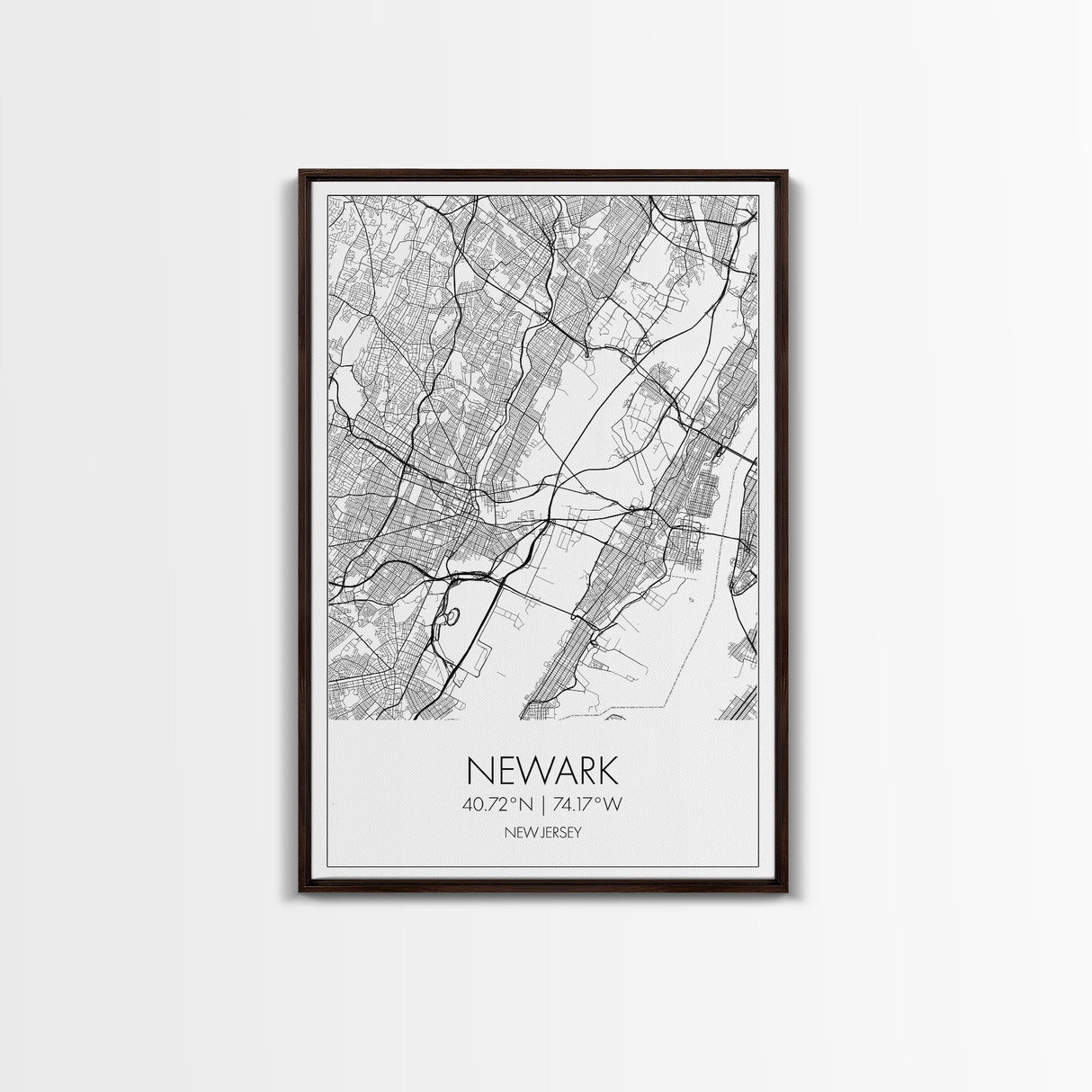 Newark Street Map, New Jersey Map, City Map Art, Modern Art, Wall Art, Canvas Print, Living Room Art, Best Friends Gift, Travel Art