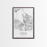 Norfolk Street Map, Virginia Map, City Map Art, Modern Art, Wall Art, Canvas Print, Bedroom Décor, College Student Gift, Travel Print